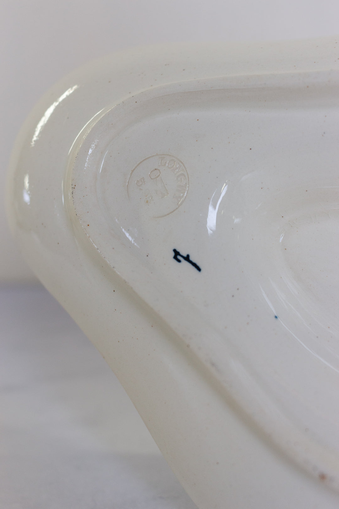 antique french transferware “saucière” gravy boat