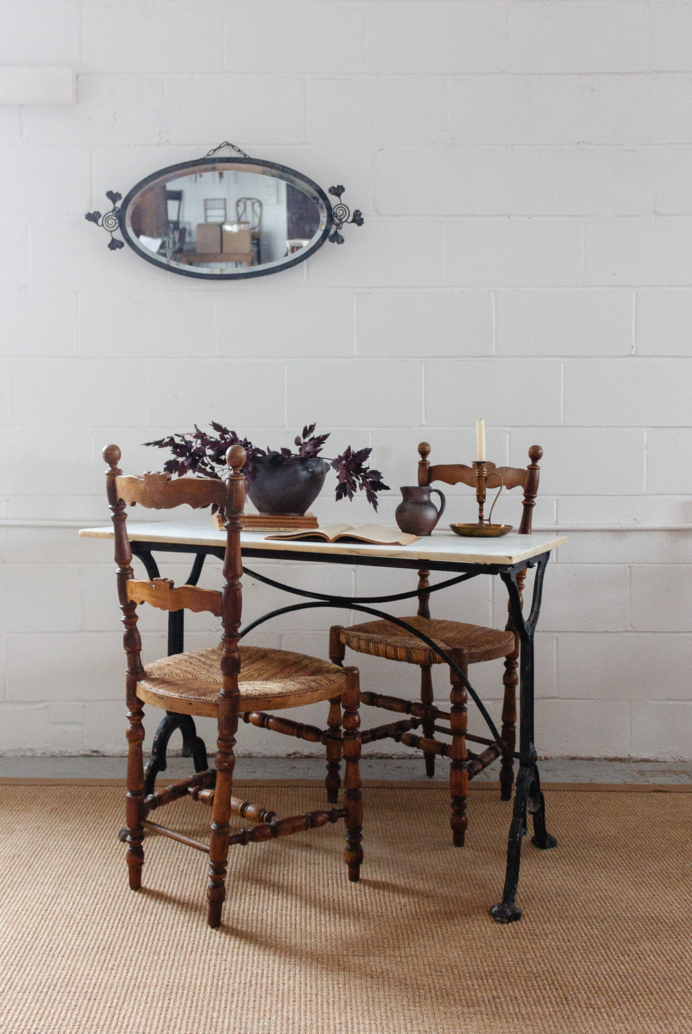 pair of 19th century French provincial walnut and rush chairs