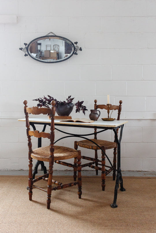 pair of 19th century French provincial walnut and rush chairs