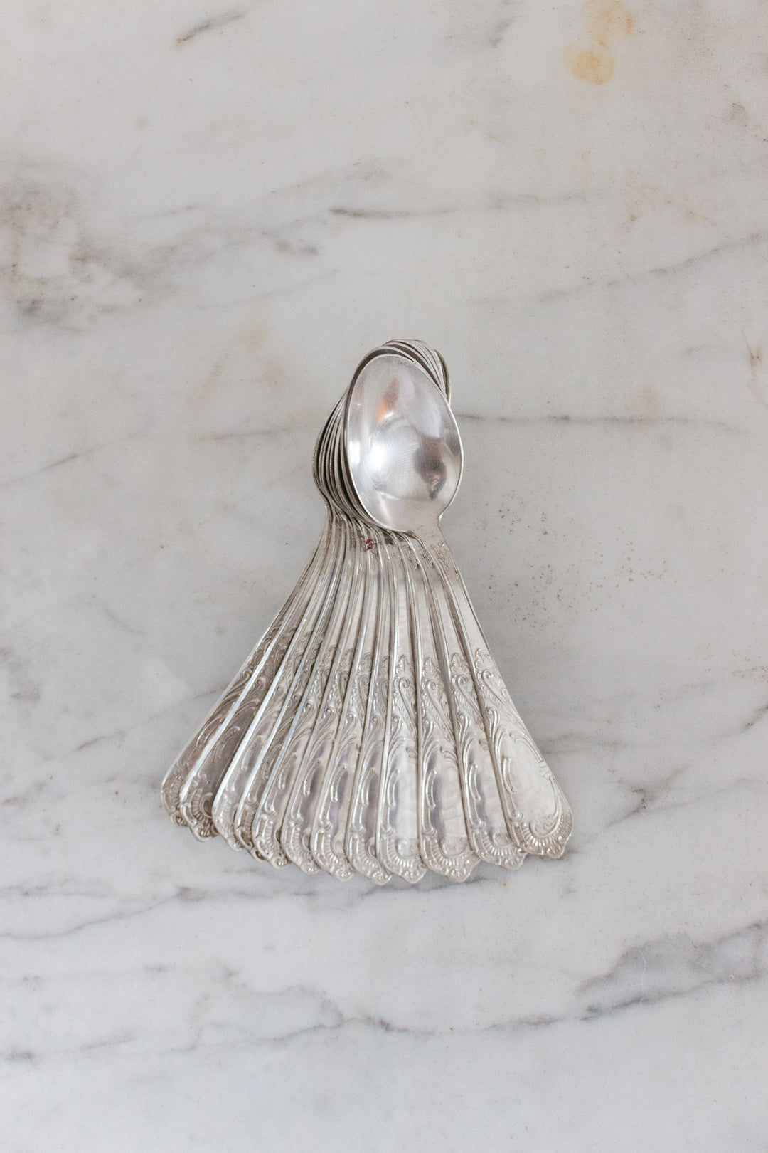 antique french silverplate flatware, matching set of 24