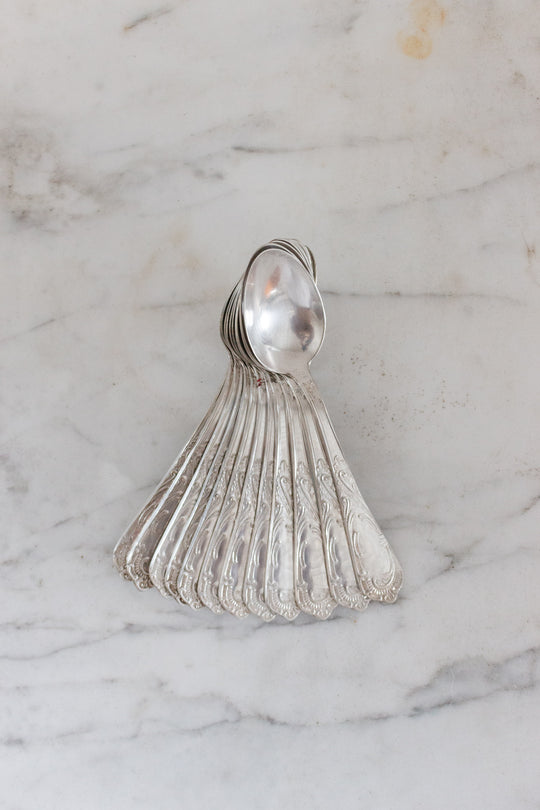 antique french silverplate flatware, matching set of 24