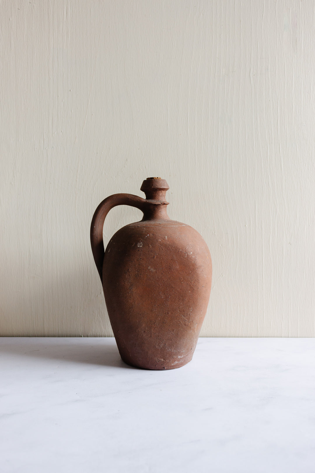 antique French stoneware oil vessel, medium size