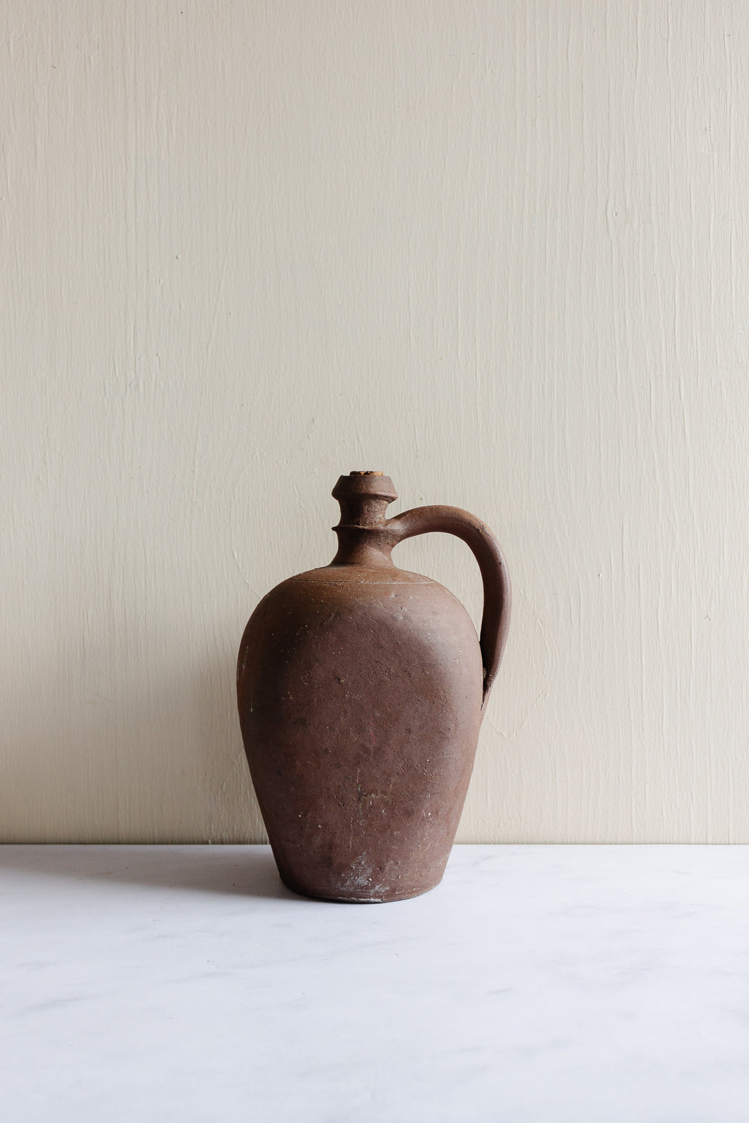 antique French stoneware oil vessel, medium size