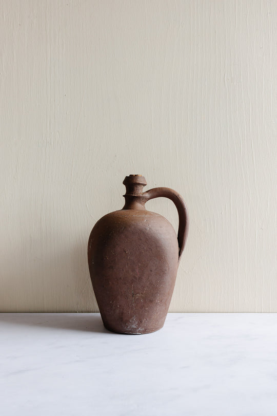 antique French stoneware oil vessel, medium size