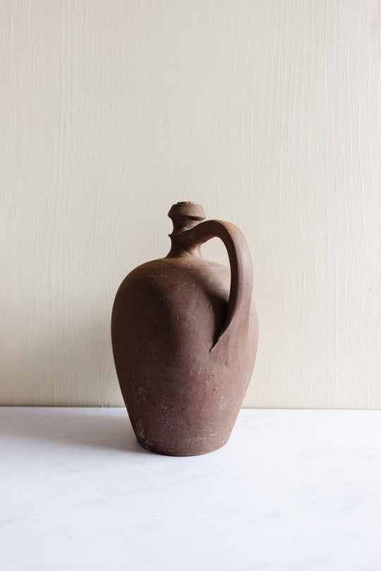 antique French stoneware oil vessel, medium size