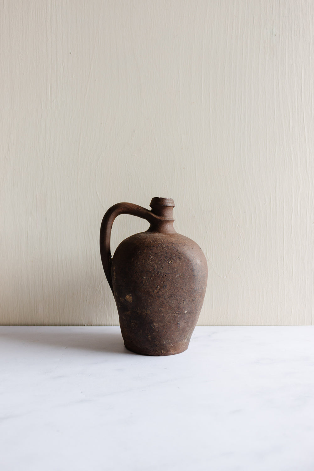 vintage french stoneware jug with flat sides