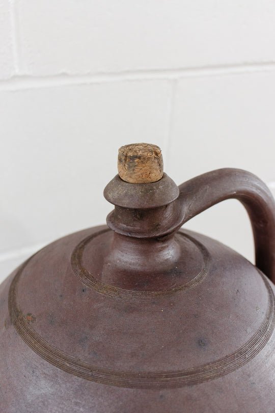 antique French stoneware oil vessel