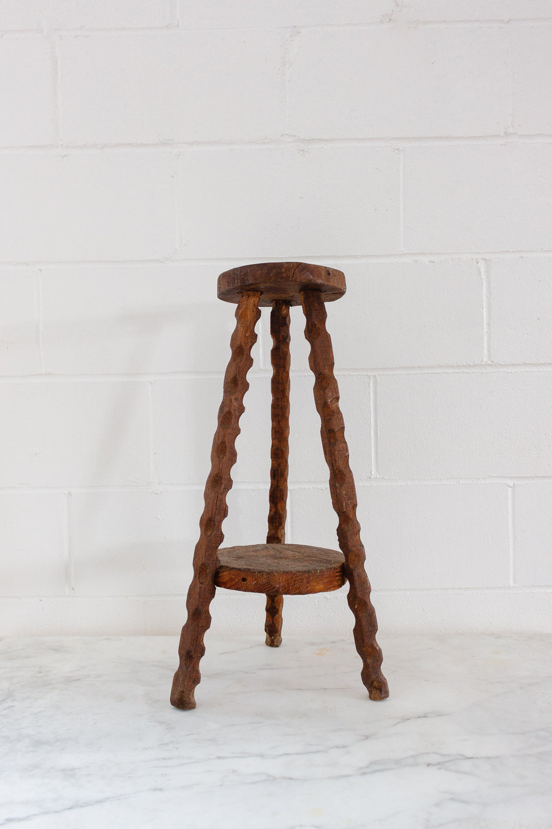 midcentury french hand carved brutalist stool