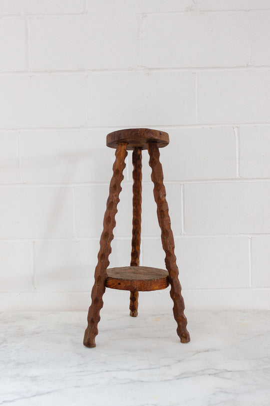 midcentury french hand carved brutalist stool