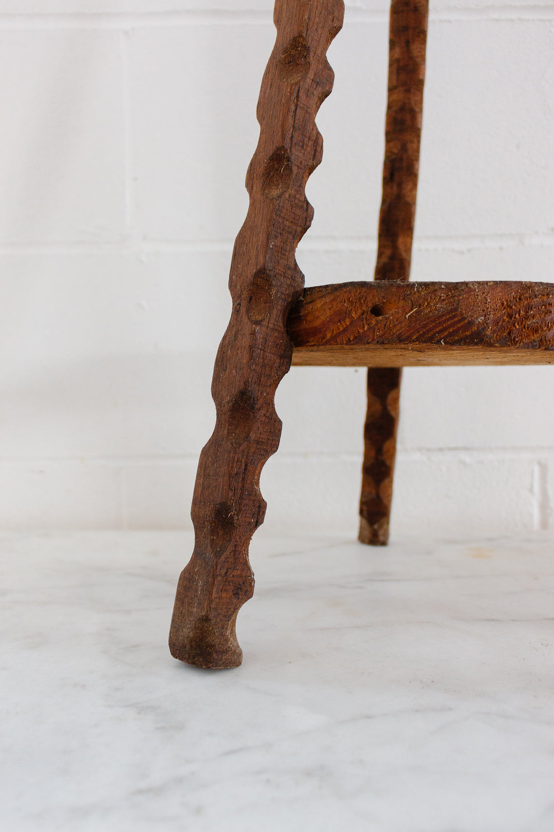 midcentury french hand carved brutalist stool