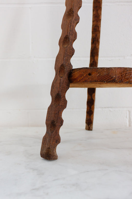midcentury french hand carved brutalist stool