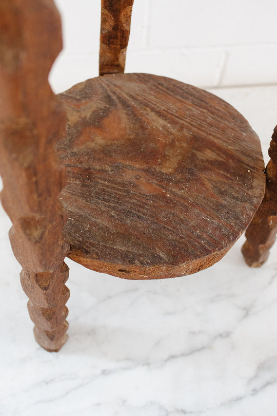 midcentury french hand carved brutalist stool