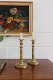 pair of antique french brass candlesticks