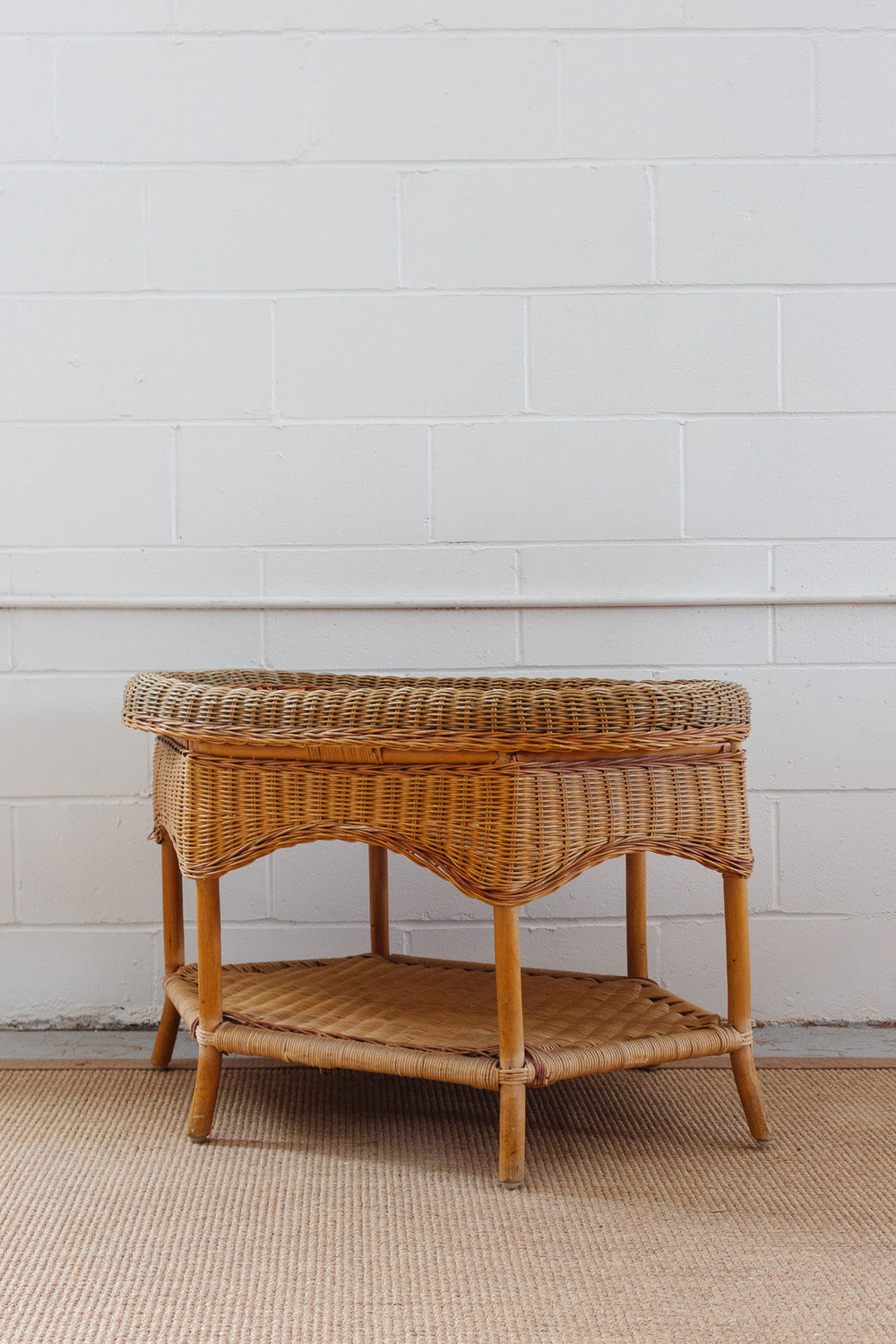 vintage french rattan and bamboo coffee table