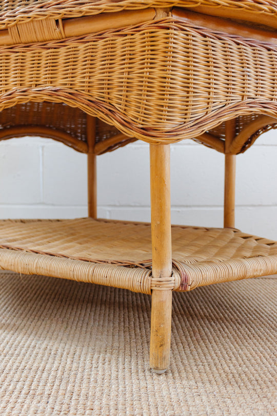 vintage french rattan and bamboo coffee table