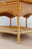 vintage french rattan and bamboo coffee table