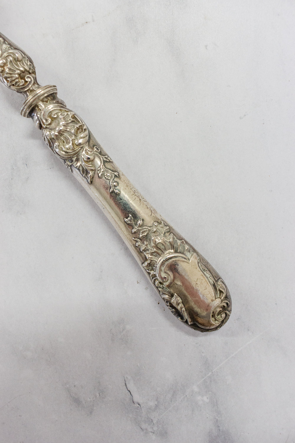 antique French silver repousse and bone serving set