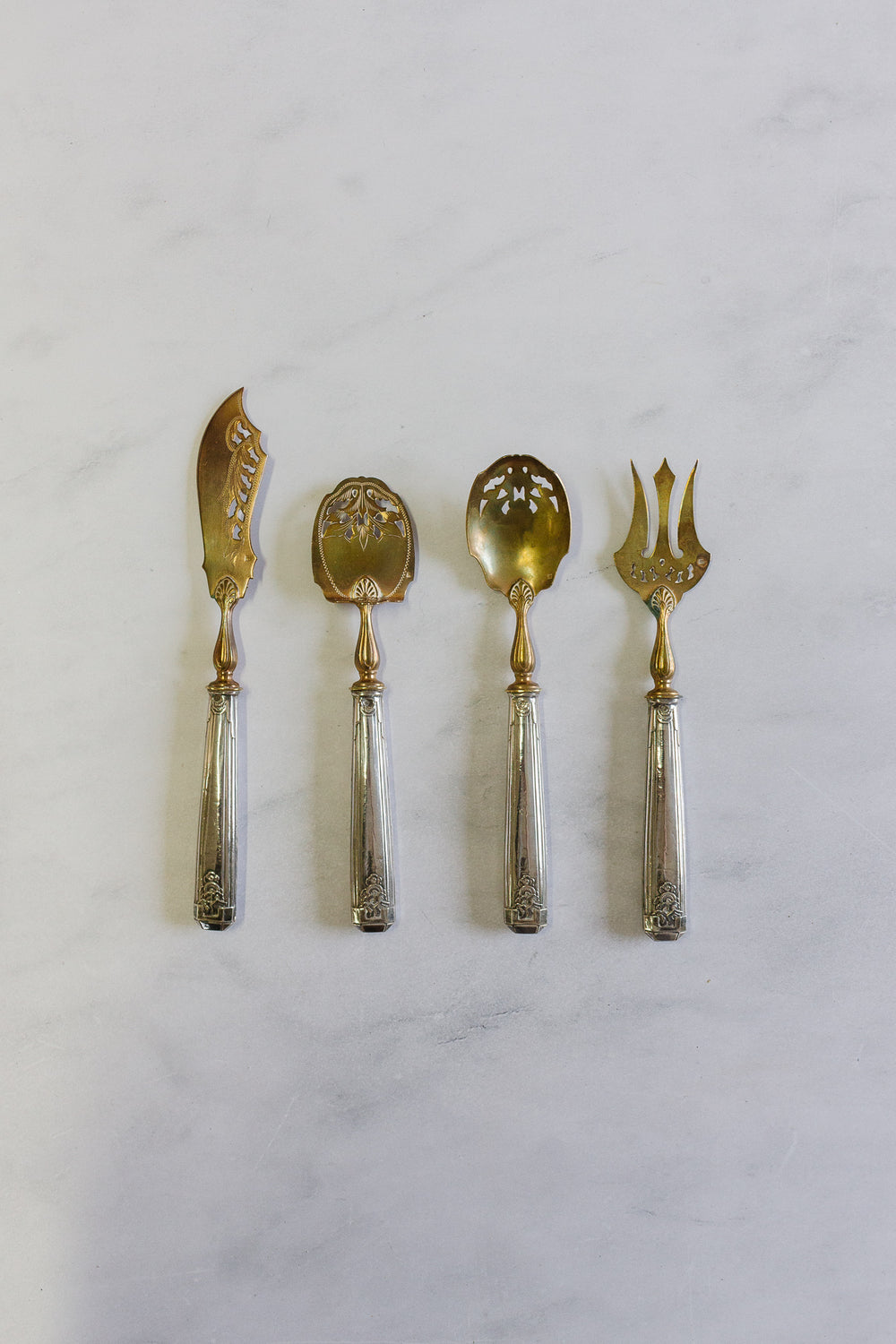 19th century French gold vermeil & silverplate dessert set