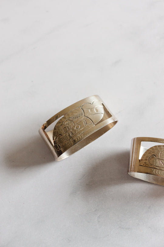 vintage french "toi and moi" boxed napkin ring set