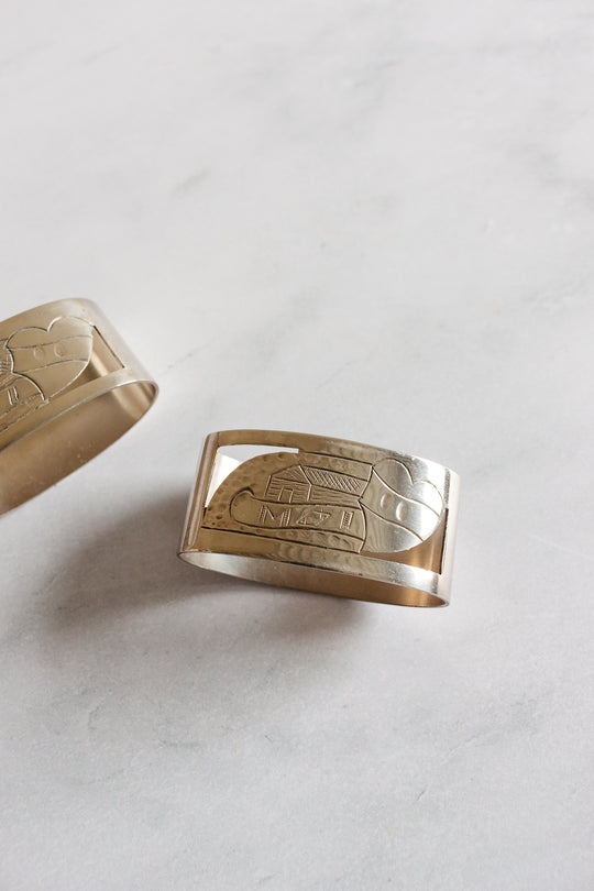 vintage french "toi and moi" boxed napkin ring set