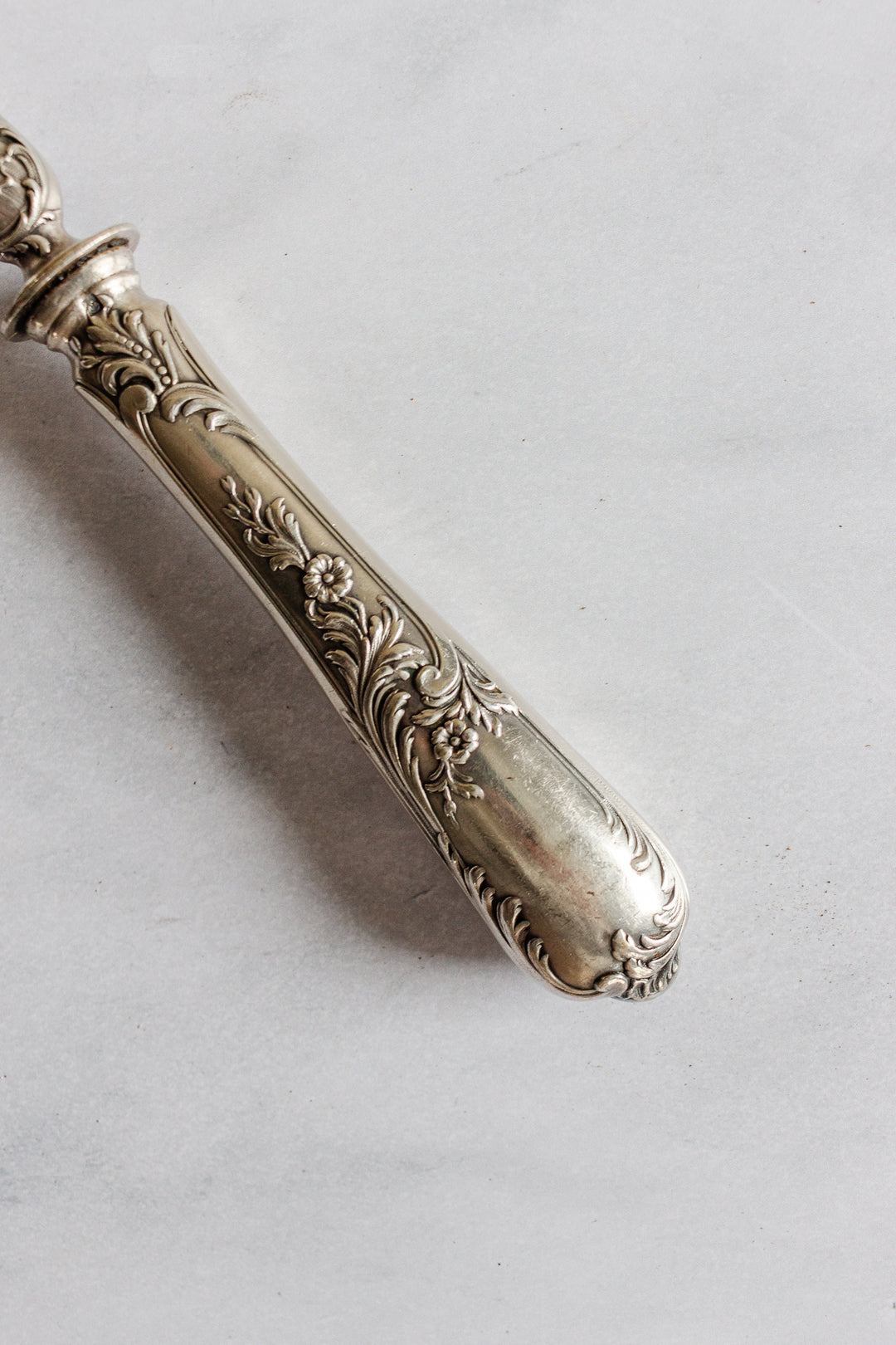 antique French silver repousse and bone serving set