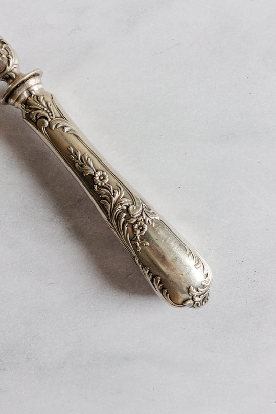 antique French silver repousse and bone serving set