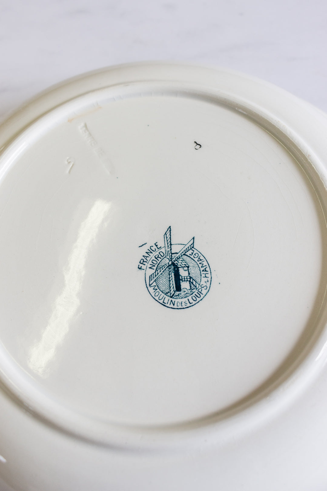 antique French transferware saladier