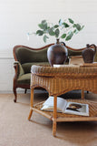 vintage french rattan and bamboo coffee table