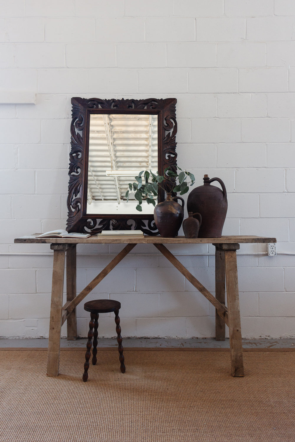 19th century french Louis XIV carved oak mirror