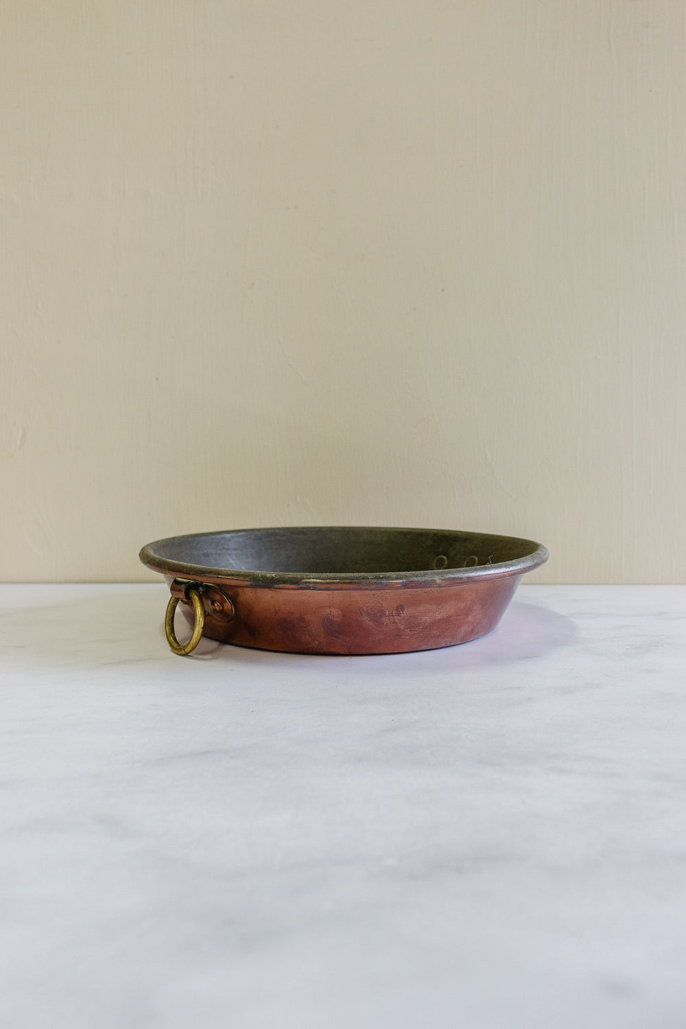 antique french hand forged copper casserole