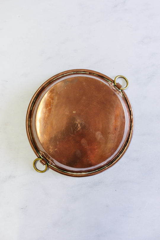 antique french hand forged copper casserole
