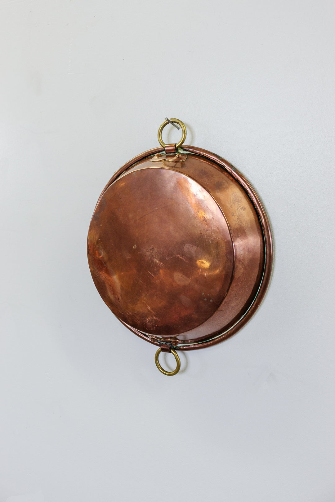 antique french hand forged copper casserole