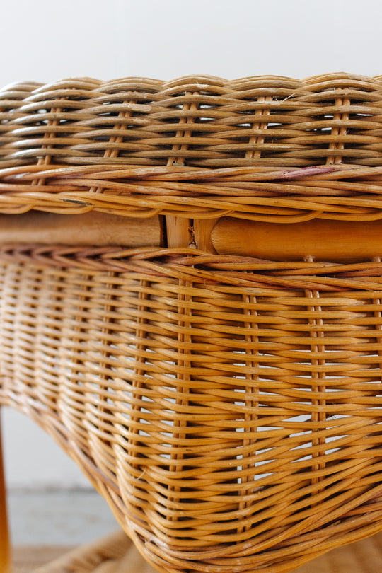vintage french rattan and bamboo coffee table