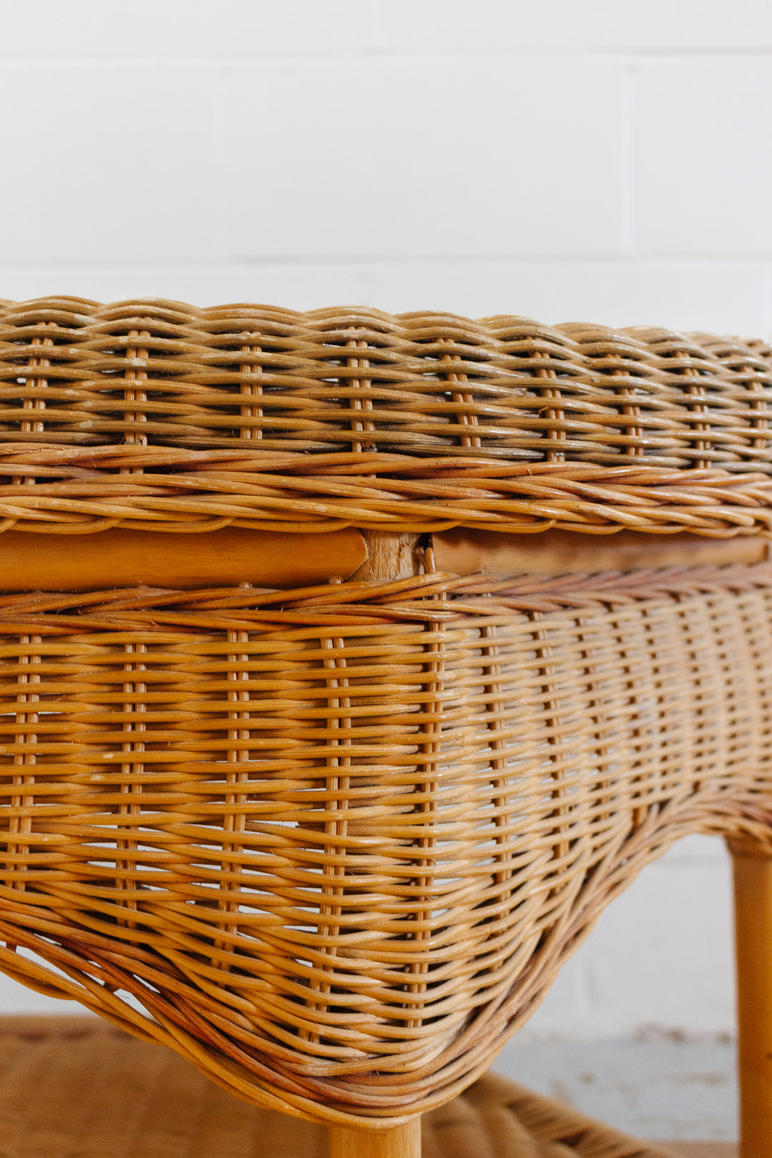 vintage french rattan and bamboo coffee table