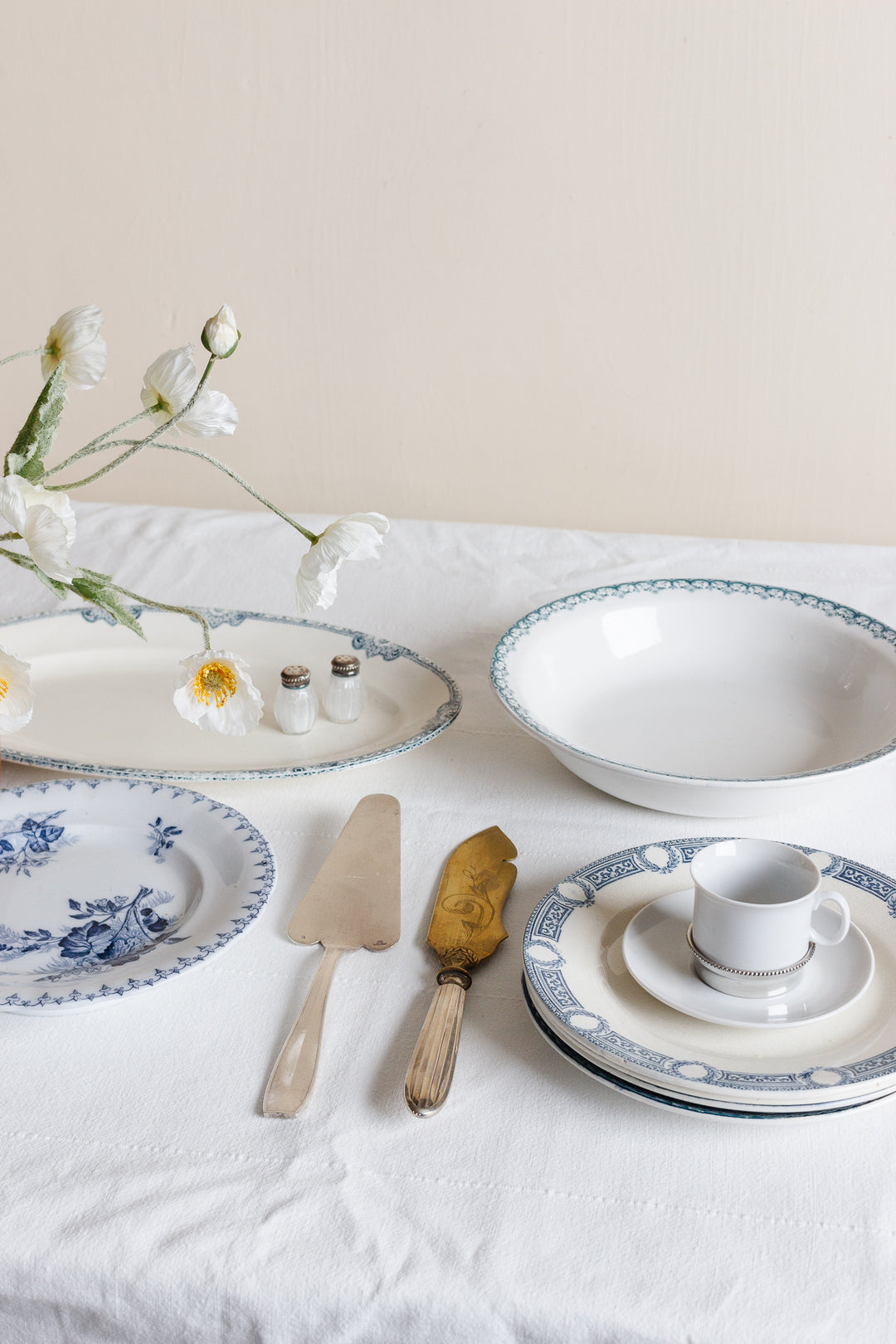 antique French transferware saladier