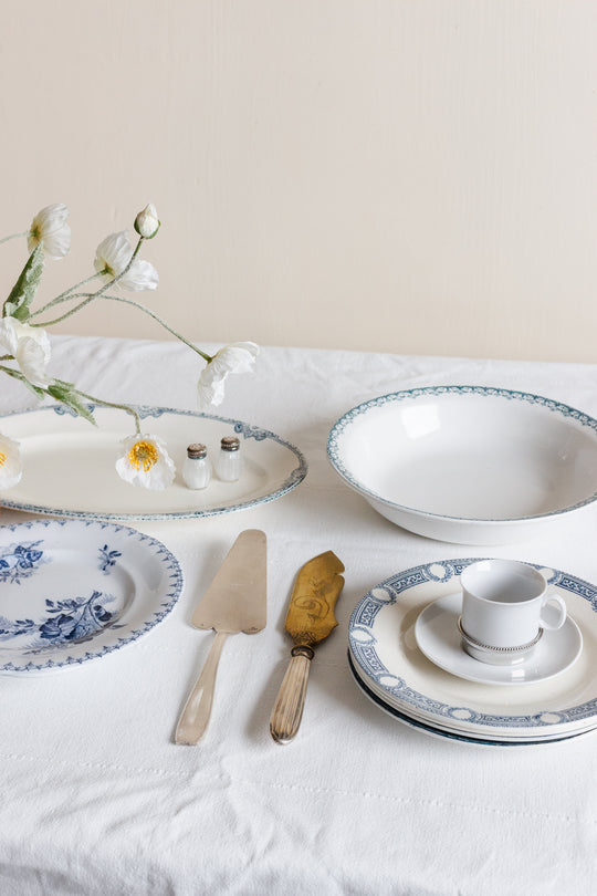 antique French transferware saladier