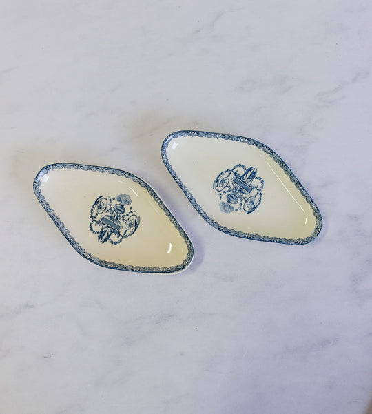 pair of antique french transferware "raviers"