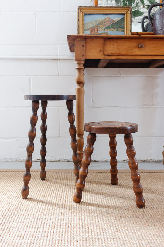 midcentury French bobbin leg stool