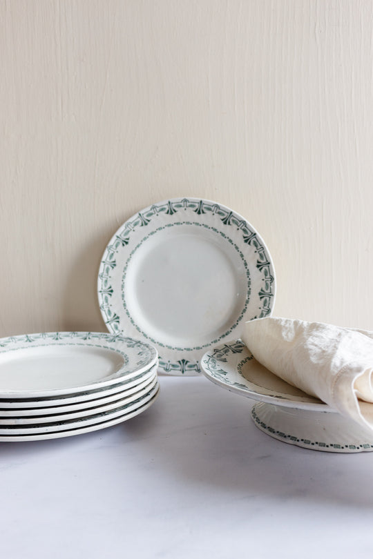 antique french "porcelaine de Gien" transferware cake stand