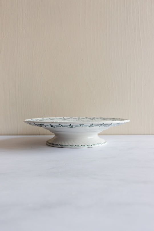 antique french "porcelaine de Gien" transferware cake stand