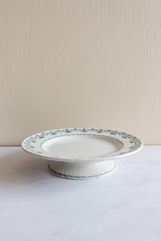 antique french "porcelaine de Gien" transferware cake stand