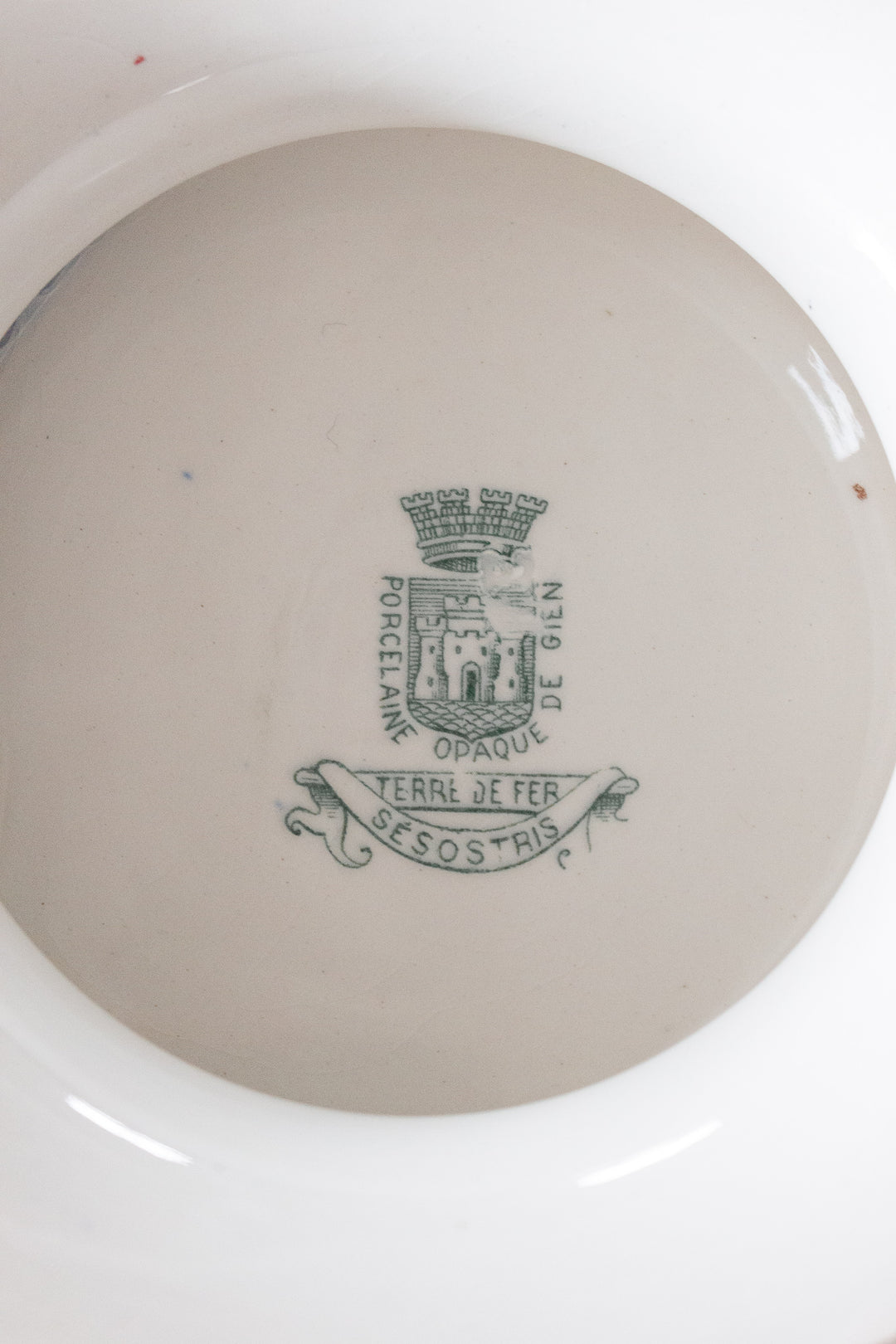 antique french "porcelaine de Gien" transferware cake stand