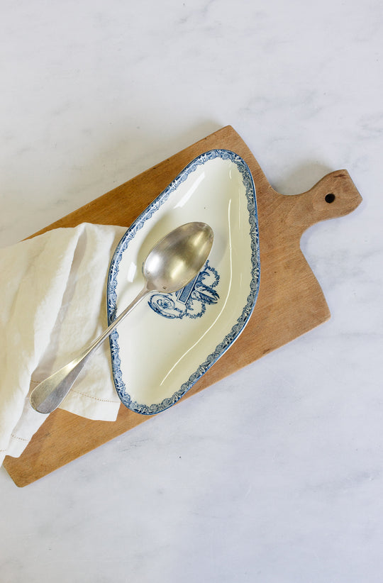 pair of antique french transferware "raviers"