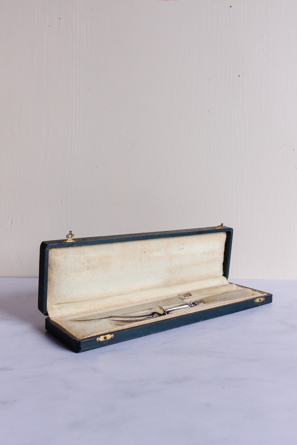 Antique French horn and silver plate carving set