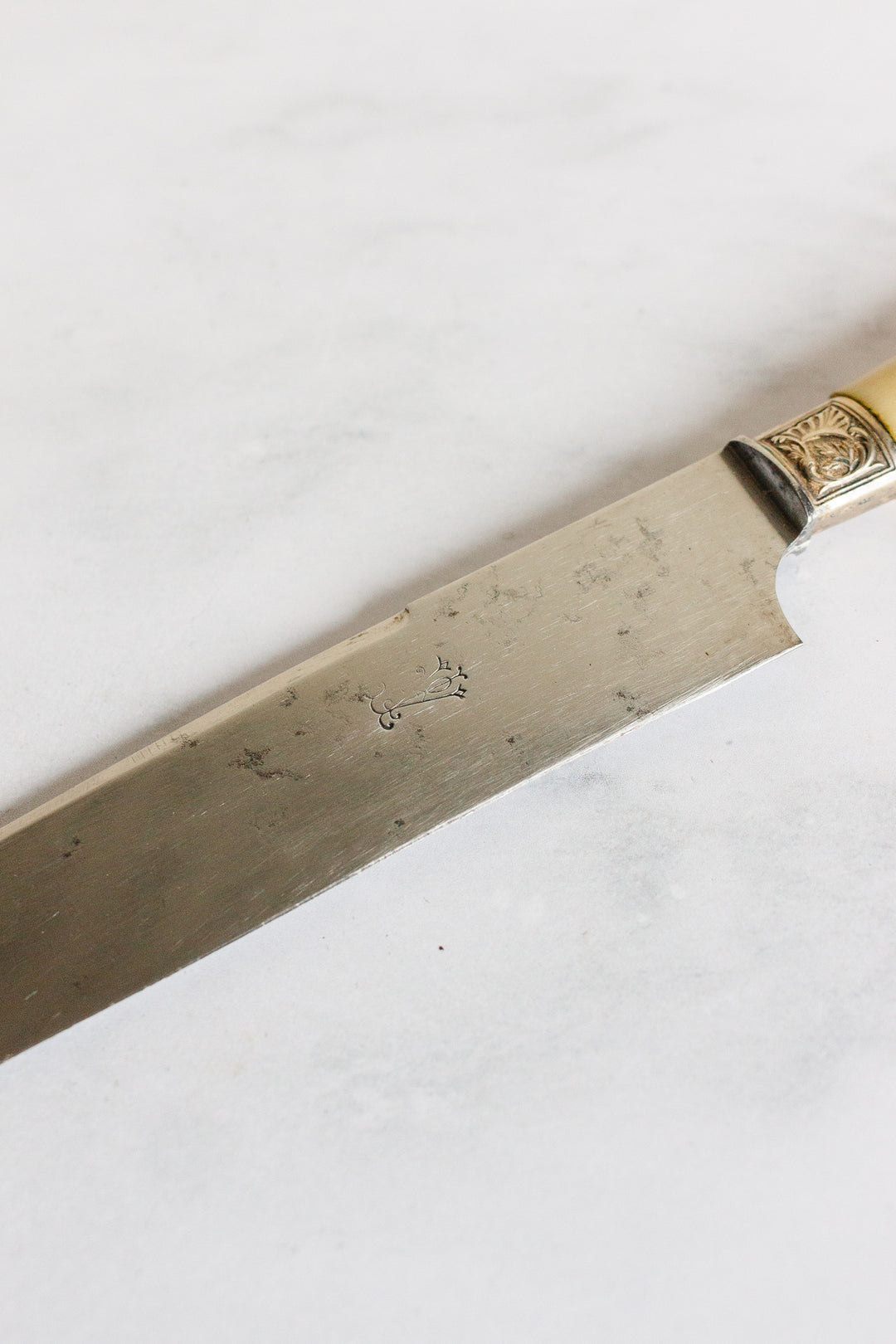 Antique French horn and silver plate carving set