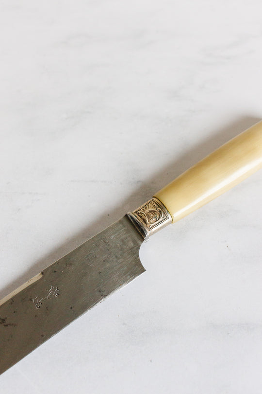 Antique French horn and silver plate carving set