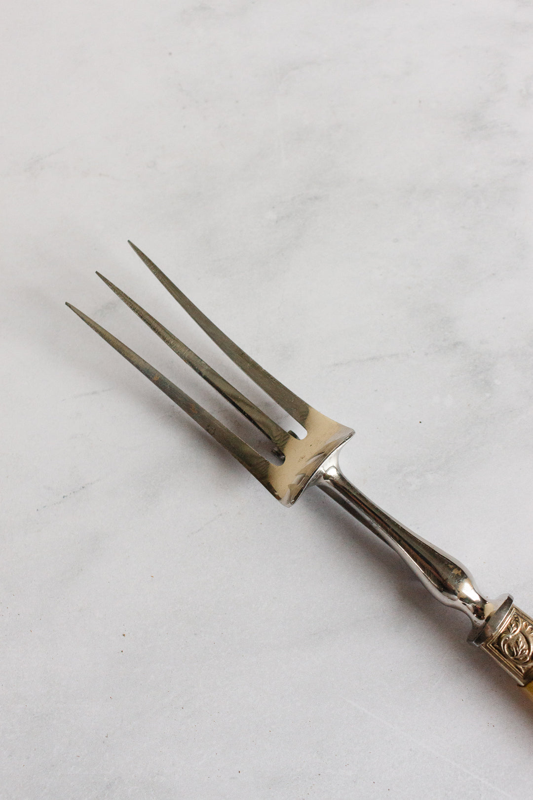 Antique French horn and silver plate carving set