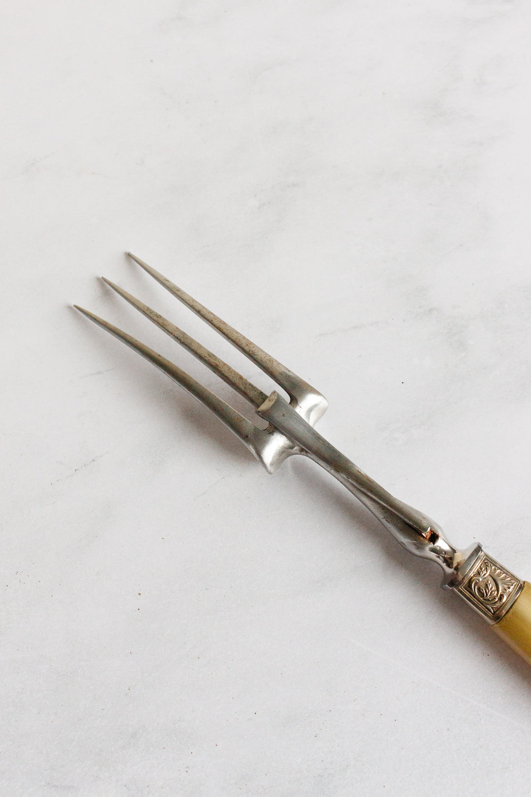 Antique French horn and silver plate carving set