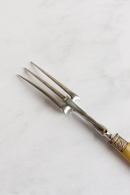 Antique French horn and silver plate carving set