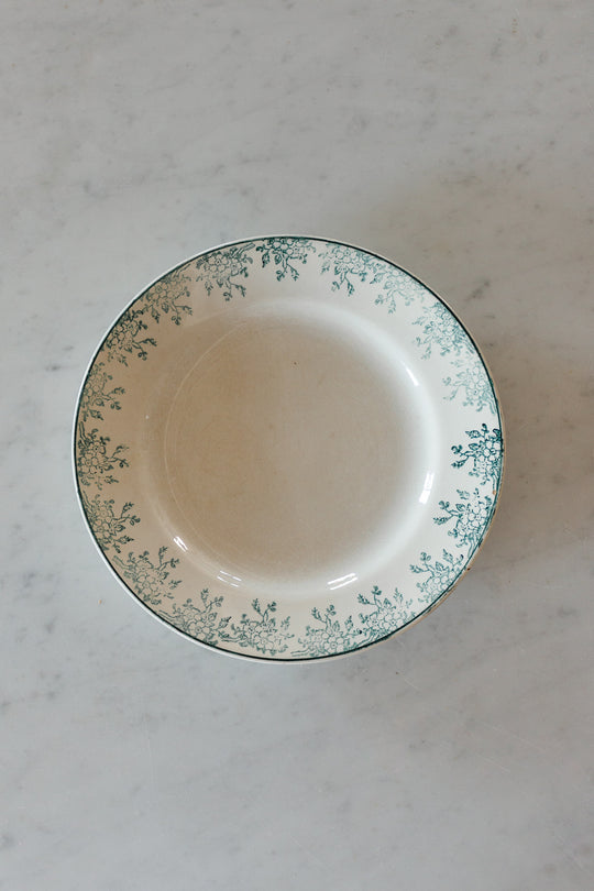 antique french Digoin transferware “creuses” soup plates, set of 7